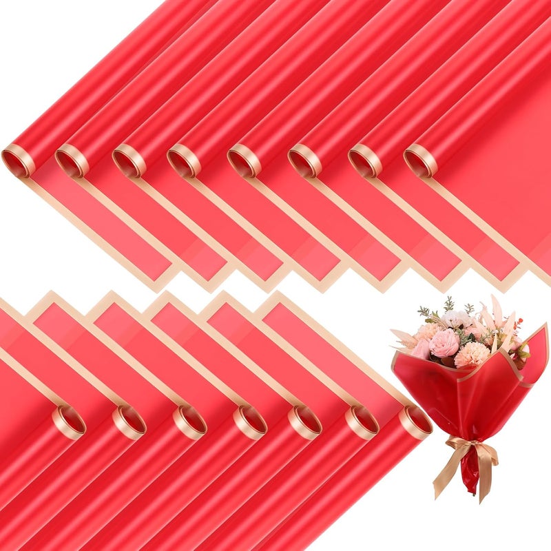 Yahenda 420 Sheet Valentines Flower Wrapping Papers:23"x23" Flower Bouquet Paper with Gold Edge Korean Style Bouquet Wrapping for Valentines Day Mother's Day Wedding Floral Supplies(Red) - Image 1